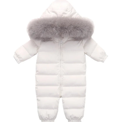 Raise-30 Grad russische Winter kinder Overalls echtes Fuchs fell plus Samt Neugeborenen Overalls Kleinkind kleiner Junge warme Stram pler Schnee anzüge