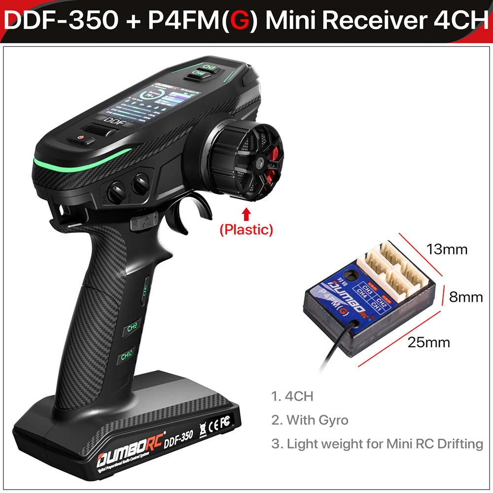 DUMBORC 2,4G 10CH Digital Radio Fernbedienung DDF-350 Sender mit Empfänger für RC Auto Boot Tank LCD FHSS System