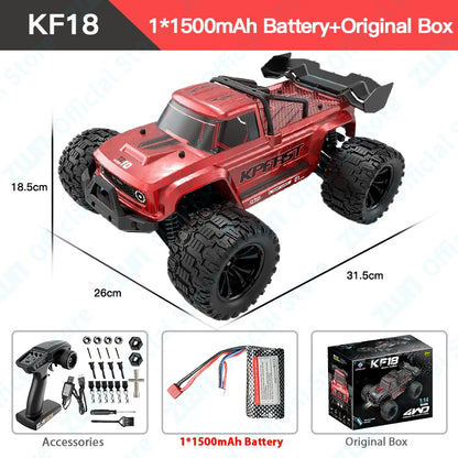 ZWN KF18 1:14 Bürstenloses RC-Auto mit LED-Licht, professionelles 4WD 2,4G Fernbedienung, Offroad-Monstertruck, Spielzeug für Kinder, Geschenk