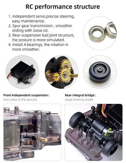 LDARC 1:64 V64 RTR Mini Elektro-RC-Automodell 2,4 GHz Lange Akkulaufzeit Desktop-RC-Auto Mini-Rennwagen Unterhaltungsspielzeug