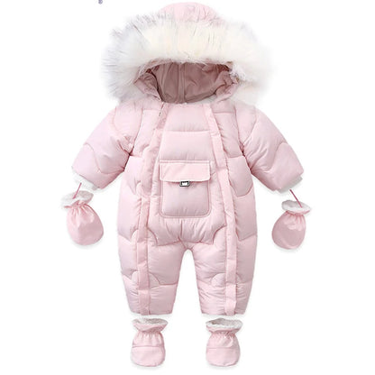 Ircomll Hohe Qualität Baby Kleidung Overalls für Kinder Winter Mit Kapuze mit Fell Warme Säuglingsspielanzug Overall Kinder Kleidung Toddle
