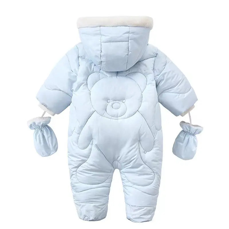 Winter Baby Strampler Einfarbig Cartoon Overall Integrierte Fleece Thermische Overalls Neugeborenen Babys Verdickt Outdoor Schnee Anzug