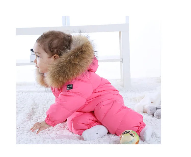Raise-30 Grad russische Winter kinder Overalls echtes Fuchs fell plus Samt Neugeborenen Overalls Kleinkind kleiner Junge warme Stram pler Schnee anzüge