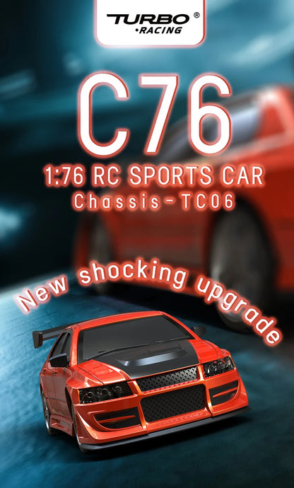 Turbo Racing 1/76 C76 Flat Running Racing MINI RTR Fernbedienung Modell On-road Auto Desktop Spielzeug für Erwachsene kinder Spielzeug