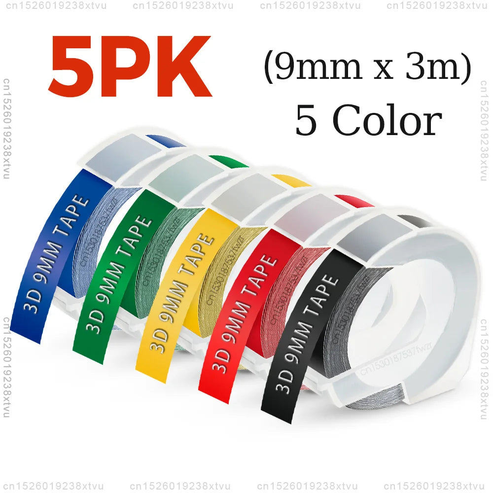 9 mm Dymo 3D-Etikettenband mit selbstklebendem B90-Etikettendrucker, ähnlich wie Dymo 12965 Embossing Label Maker, Schreibmaschine, Dymo Labeller