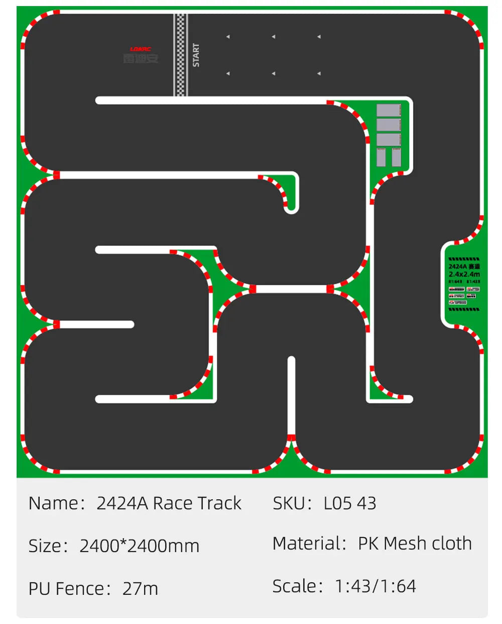 LDARC Tragbare Gummimatte für Rennstrecke, 160 x 90 mm, 120 x 60 mm, 240 x 120 mm, 240 x 240 mm, RC 1/76 1/64 1/58 Mini-Auto-Track-Rennzubehör