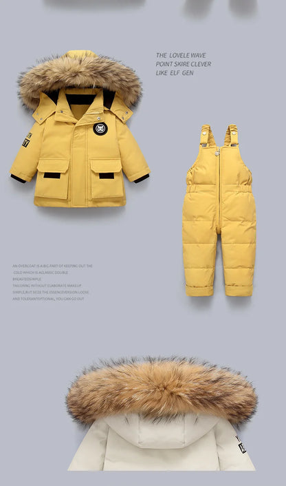 Kinder Kleidung Set Baby Winter Warme Daunen Jacken parka Jungen Dicken Overall Infant mantel kleinkind Mädchen Kleidung Kinder Schneeanzug