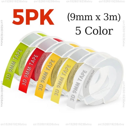 9 mm Dymo 3D-Etikettenband mit selbstklebendem B90-Etikettendrucker, ähnlich wie Dymo 12965 Embossing Label Maker, Schreibmaschine, Dymo Labeller