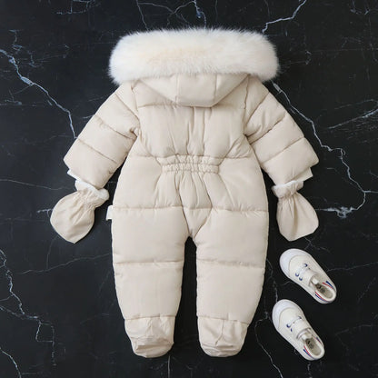 2024 neue Winter Baby Strampler Dicke Warme Infant Mit Kapuze Innen Fleece Overall Neugeborenen Jungen Mädchen Overalls Kleinkind Kleidung Set
