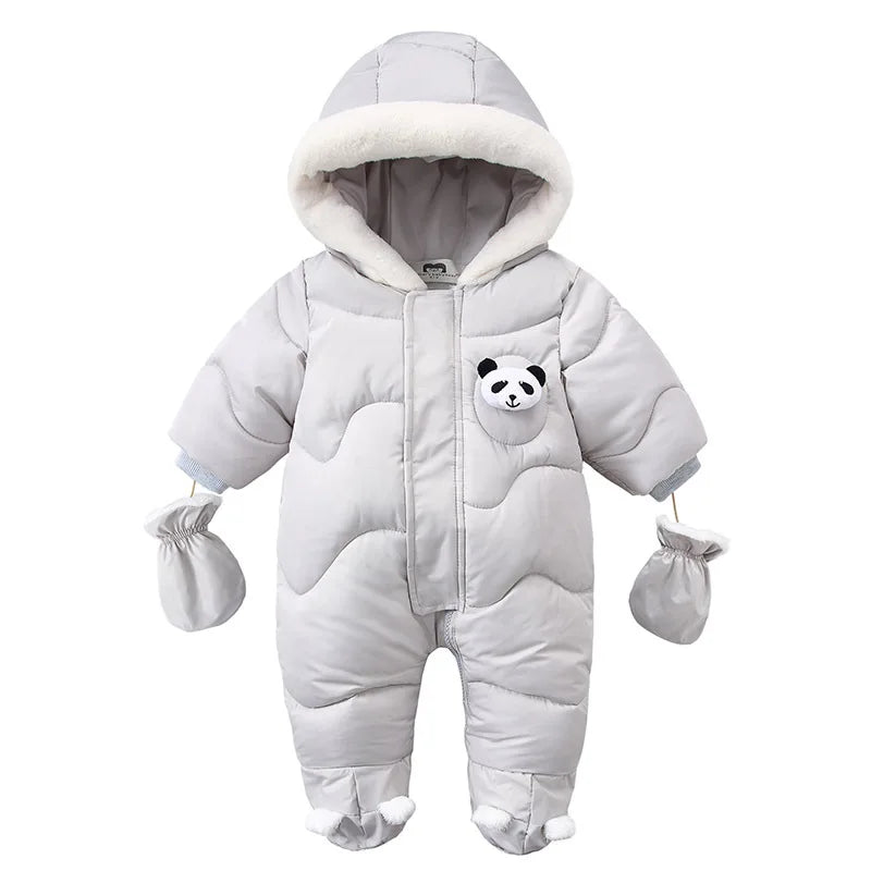 Winter Baby Strampler Einfarbig Cartoon Overall Integrierte Fleece Thermische Overalls Neugeborenen Babys Verdickt Outdoor Schnee Anzug
