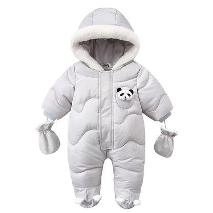 Winter Baby Strampler Einfarbig Cartoon Overall Integrierte Fleece Thermische Overalls Neugeborenen Babys Verdickt Outdoor Schnee Anzug