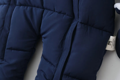 2024 neue Winter Baby Strampler Dicke Warme Infant Mit Kapuze Innen Fleece Overall Neugeborenen Jungen Mädchen Overalls Kleinkind Kleidung Set