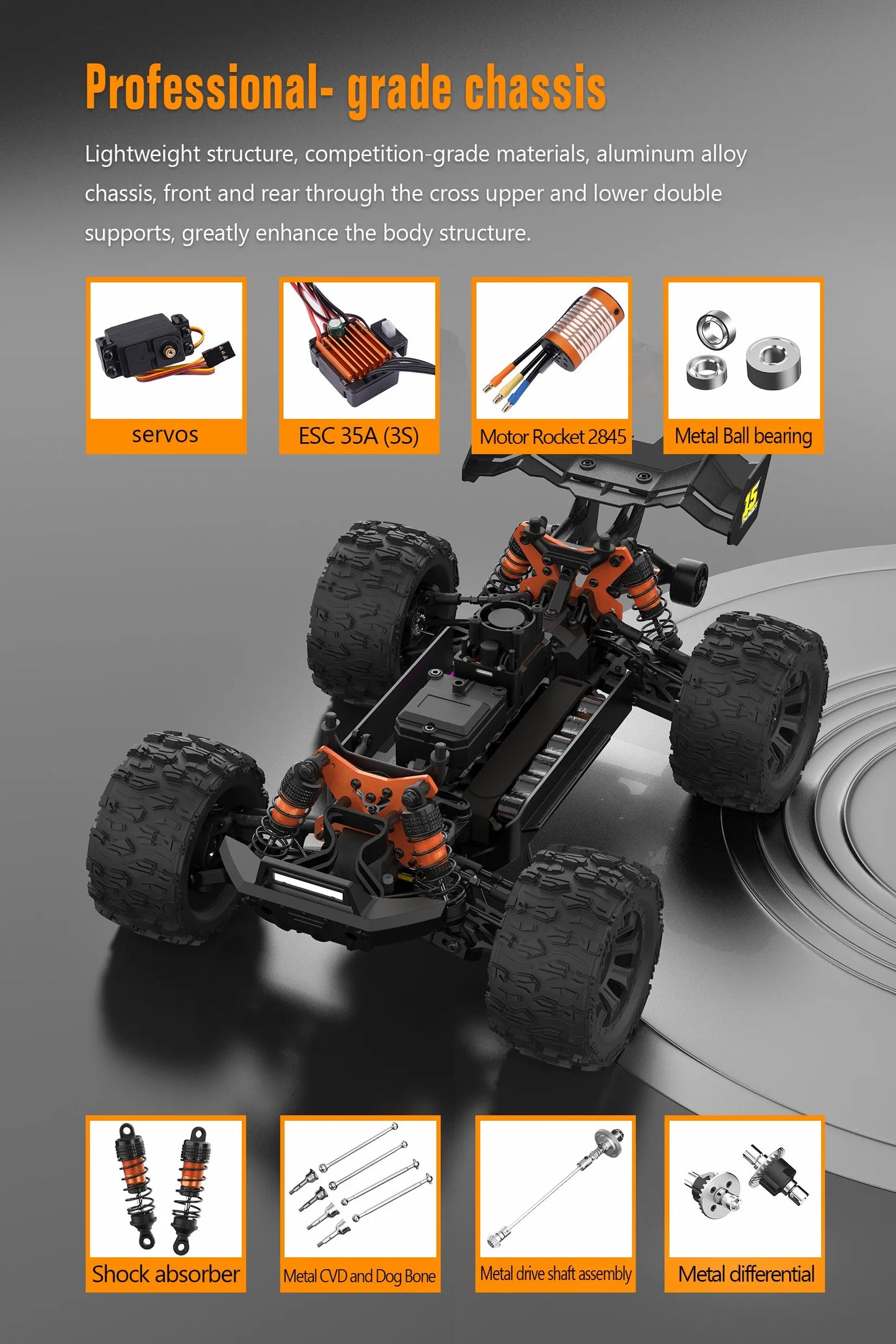 JIUSI PT14R MT14R 1/14 RC Rennwagen 3S Batterie 4WD 80 km/h Bürstenloser Motor 2,4G Fernbedienung 35C Hochgeschwindigkeits-Offroad-RC-Truck