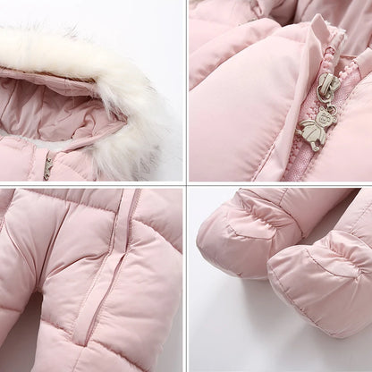 2024 neue Winter Baby Strampler Dicke Warme Infant Mit Kapuze Innen Fleece Overall Neugeborenen Jungen Mädchen Overalls Kleinkind Kleidung Set