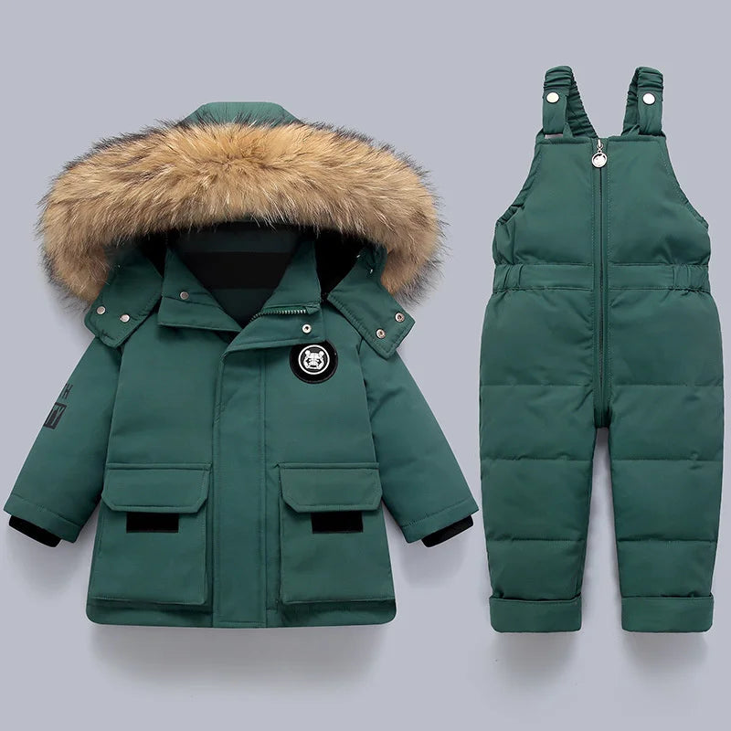 Kinder Kleidung Set Baby Winter Warme Daunen Jacken parka Jungen Dicken Overall Infant mantel kleinkind Mädchen Kleidung Kinder Schneeanzug