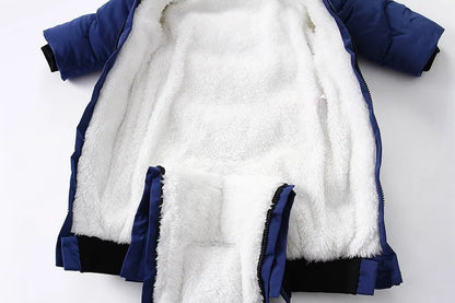 2024 neue Winter Baby Strampler Dicke Warme Infant Mit Kapuze Innen Fleece Overall Neugeborenen Jungen Mädchen Overalls Kleinkind Kleidung Set