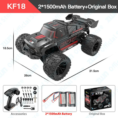 ZWN KF18 1:14 Bürstenloses RC-Auto mit LED-Licht, professionelles 4WD 2,4G Fernbedienung, Offroad-Monstertruck, Spielzeug für Kinder, Geschenk