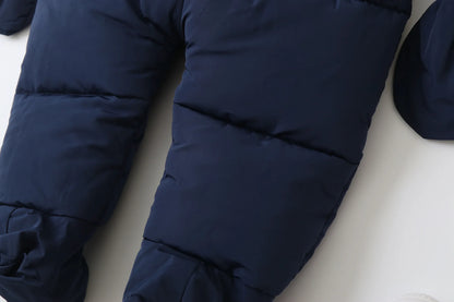 2024 neue Winter Baby Strampler Dicke Warme Infant Mit Kapuze Innen Fleece Overall Neugeborenen Jungen Mädchen Overalls Kleinkind Kleidung Set