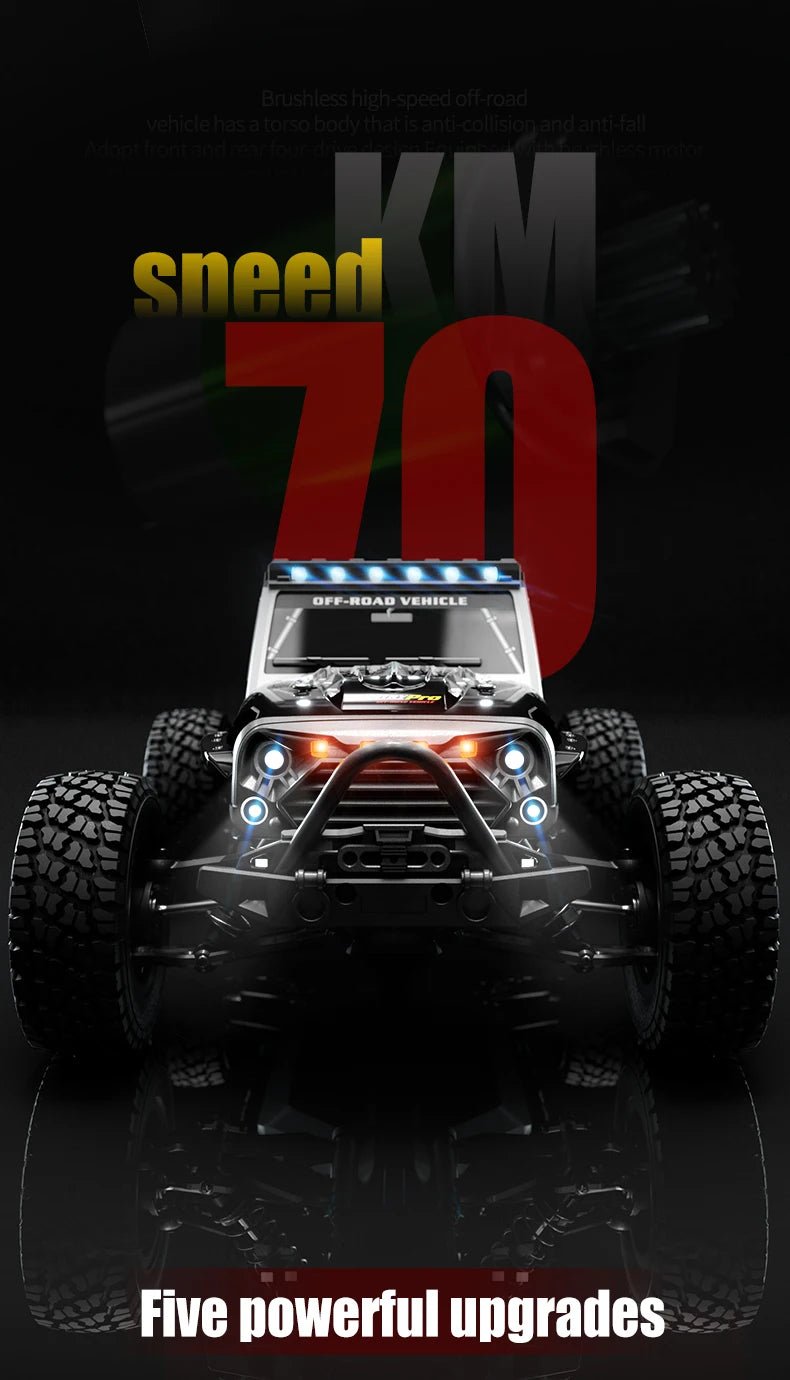Teeggi 16101/16102 PRO 1:16 Hochgeschwindigkeits-RC-Auto mit LED-Licht Drift 70 km/h 4WD RC Off-Road-Auto Monster Truck Spielzeug für Kinder Geschenke