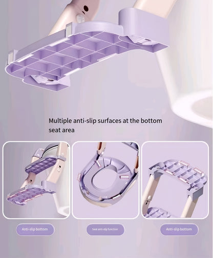 3-in-1 Kids Toilet Training Seat, Multifunctional Step Stool for Children, Foldable Step Stool with Non-Slip Footrest - Adjustable Height, Durable Plastic, Space-Saving Design, Neutral Color, Safe Grip Handle, Ideal for Home