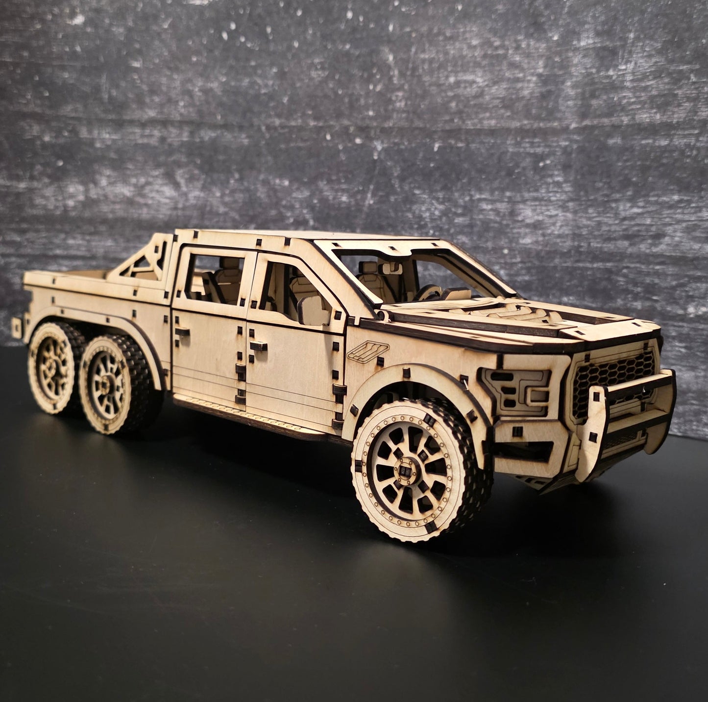 PASST! Pickup-Modell: 6x6 Mechanischer Holz-Pickup-Bausatz