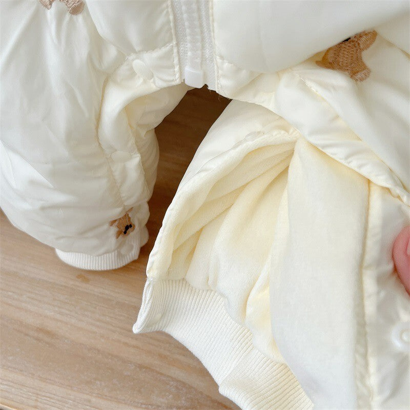 Baby Winterjacke Schneeanzug Overall mit Kapuze, Strampler Jungen Mädchen Langar