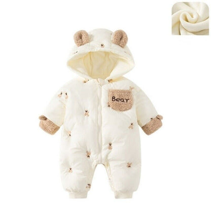 Baby Winterjacke Schneeanzug Overall mit Kapuze, Strampler Jungen Mädchen Langar