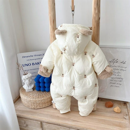 Baby Winterjacke Schneeanzug Overall mit Kapuze, Strampler Jungen Mädchen Langar